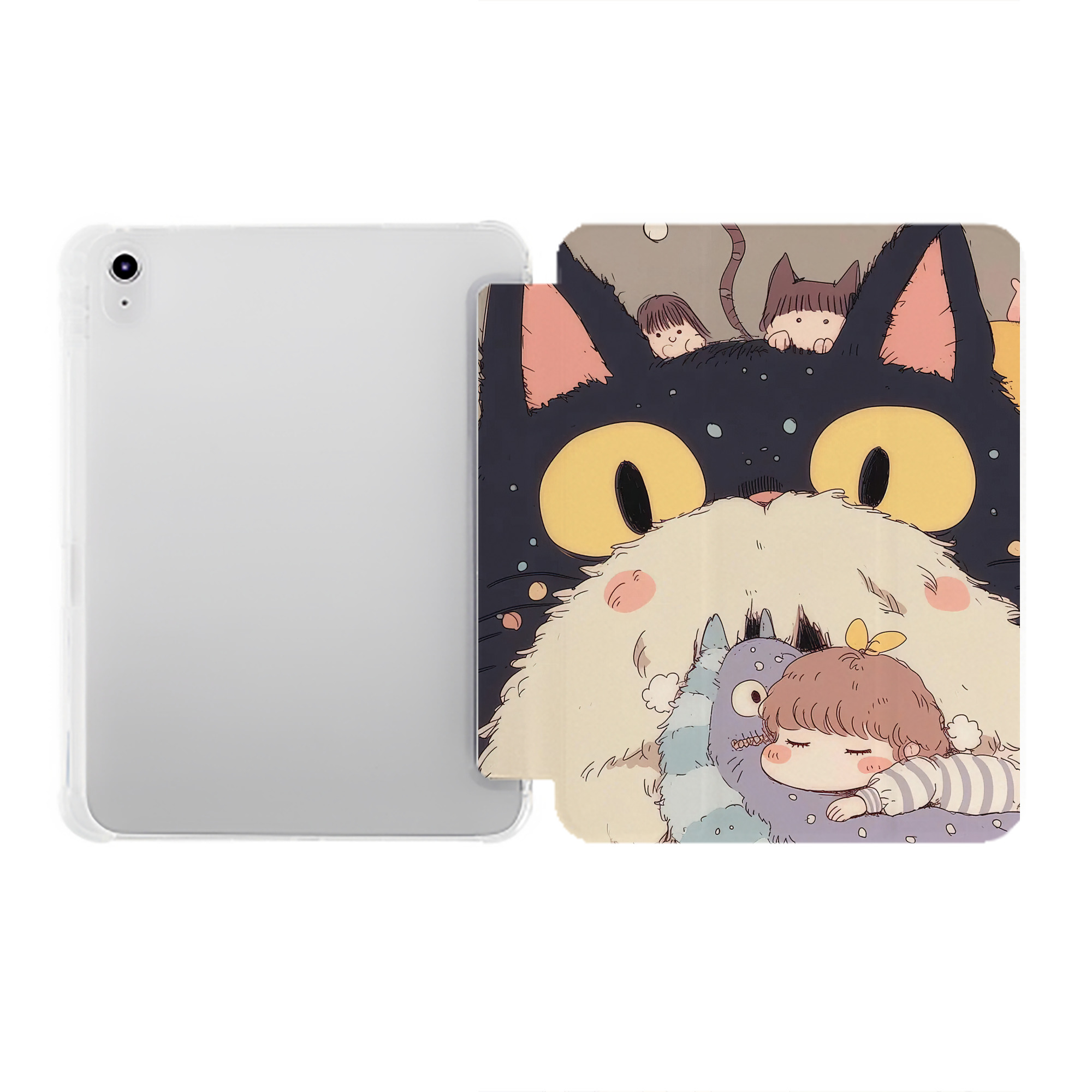 （画像用） となりのトトロ 草壁メイ 草壁サツキ My Neighbor Totoro Satsuki Kusakabe Mei Kusakabe IPad ケース ペン収納付き 三つ折りスタンド PUレザー×シリコン 対応機種9.5/10.5/10.9インチ